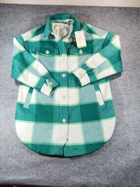 Alpine Design Teal Green & White Plaid Button-Down Jacket Size Small